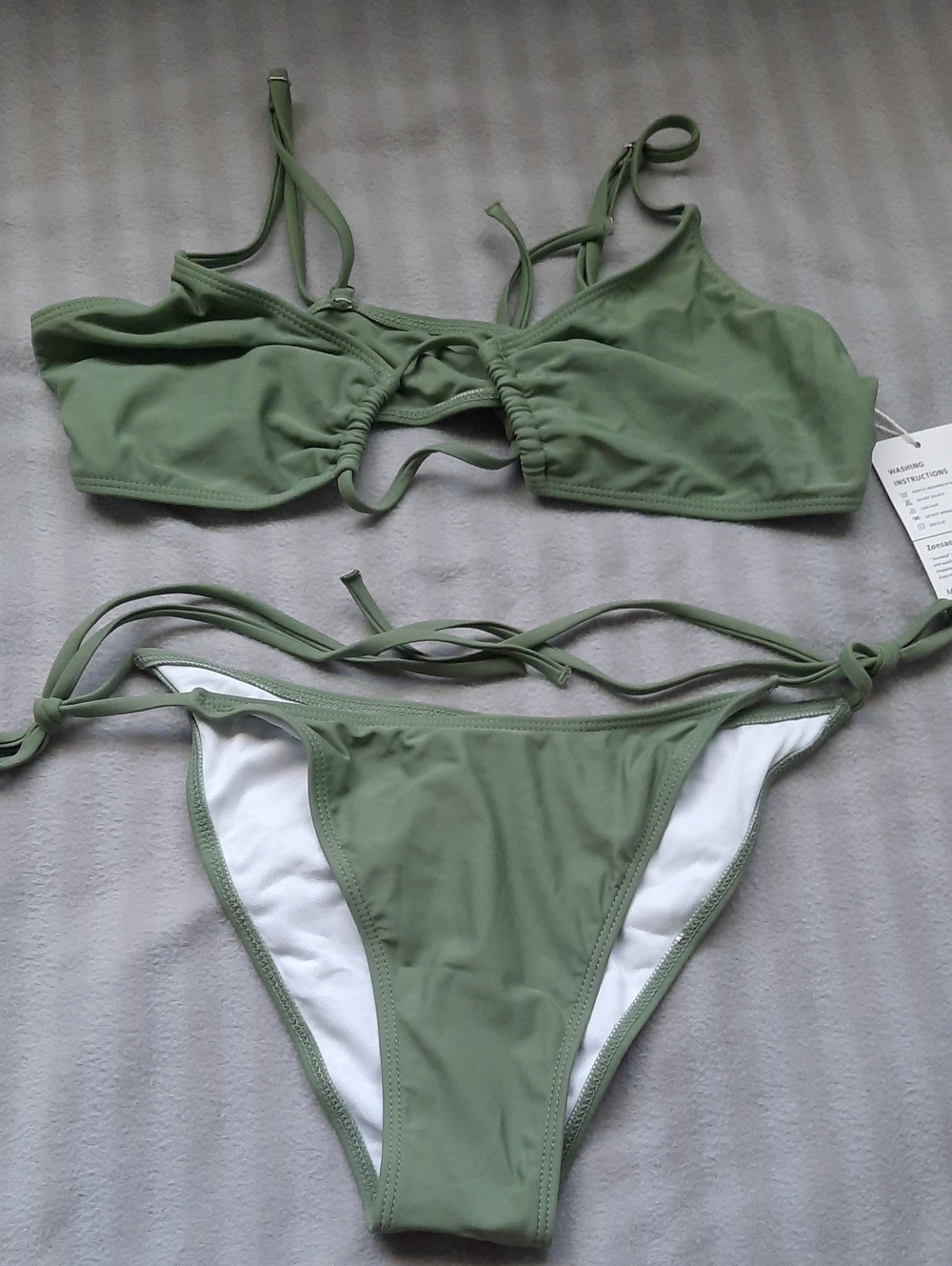 Tie-Detail Olive Green Women's Bikini Set